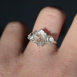 raw stone engagement ring
